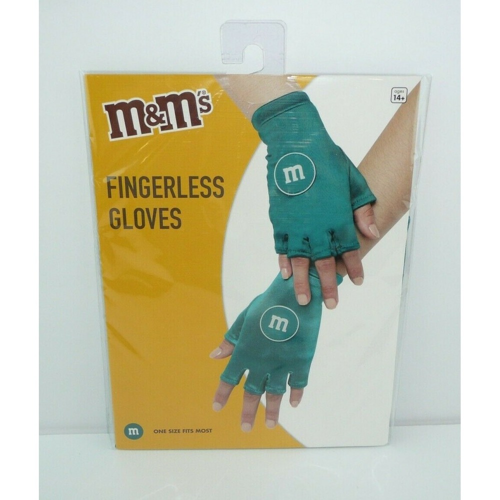 Teal M&M'S 1 Pair of Fingerless Gloves Costume Cosplay OSFM Adult Spirit